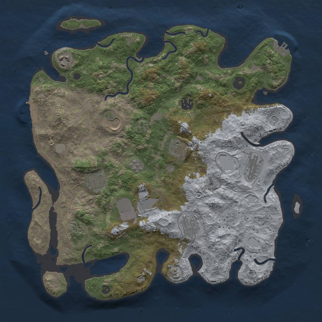 Rust Map: Procedural Map, Size: 3800, Seed: 10, 19 Monuments
