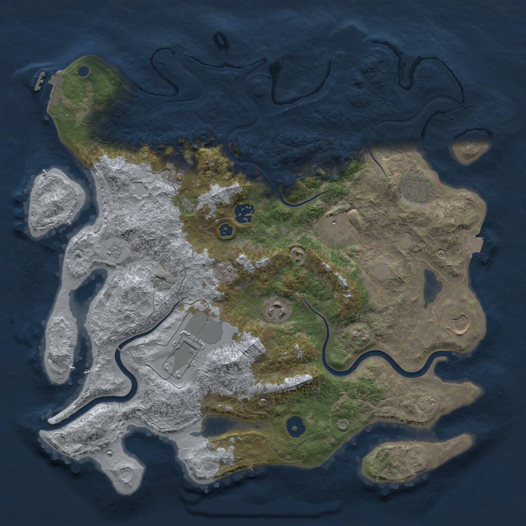 Rust Map: Procedural Map, Size: 3971, Seed: 48465234, 14 Monuments