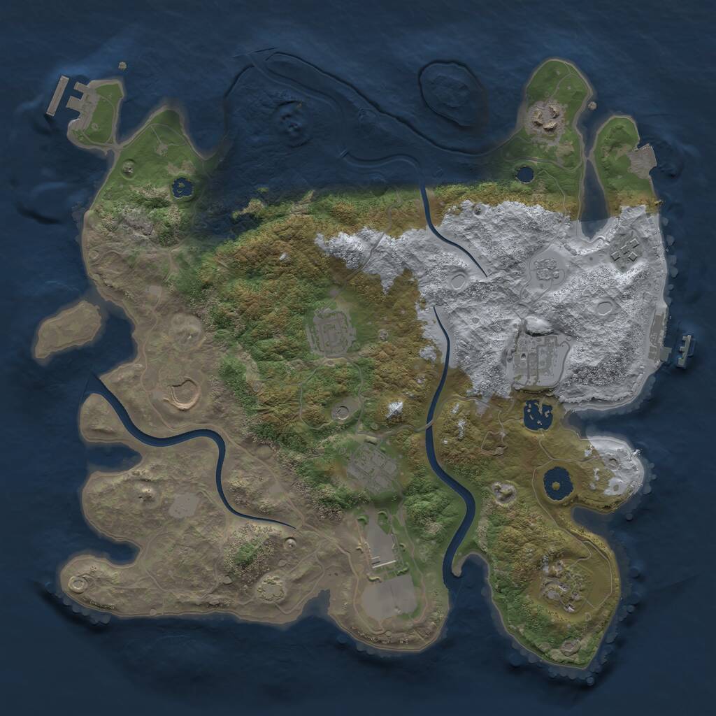 Rust Map: Procedural Map, Size: 3500, Seed: 1322982140, 15 Monuments