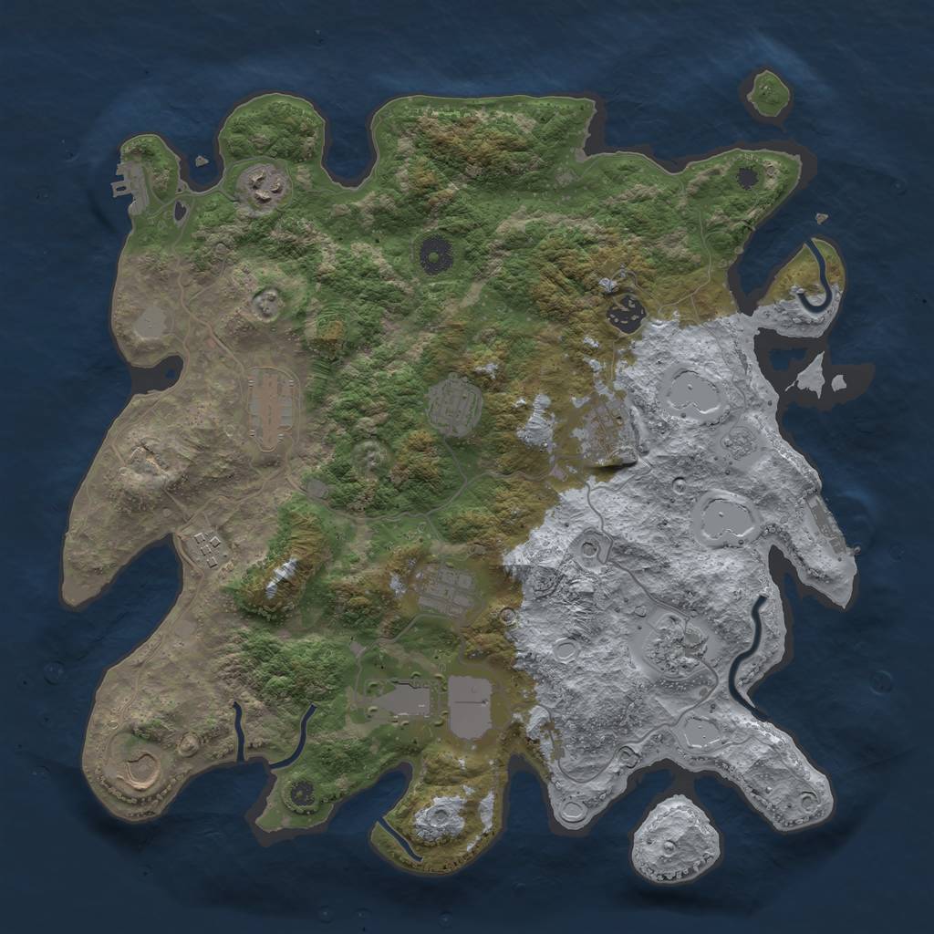 Rust Map: Procedural Map, Size: 3850, Seed: 1674220510, 19 Monuments