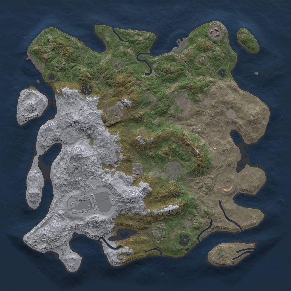 Rust Map: Procedural Map, Size: 3832, Seed: 48465234, 18 Monuments