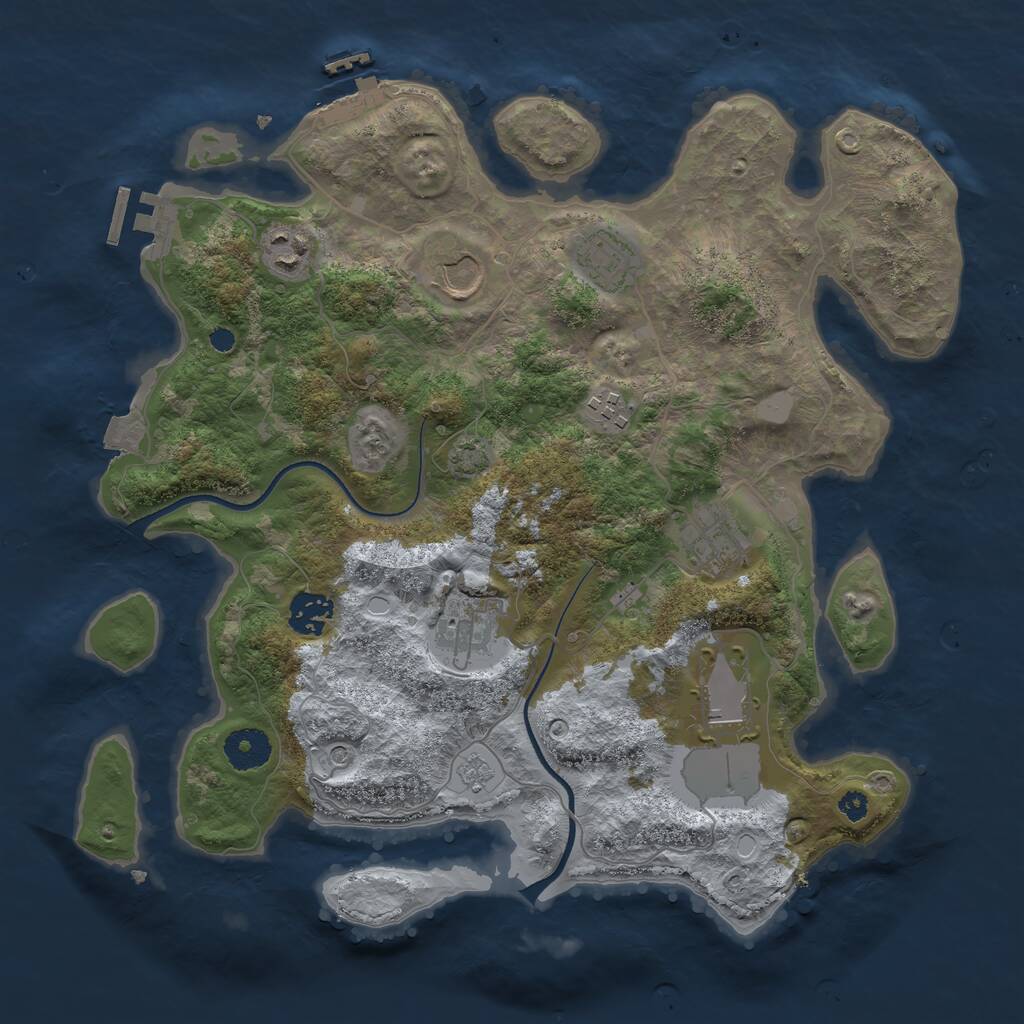 Rust Map: Procedural Map, Size: 3500, Seed: 19203215, 14 Monuments