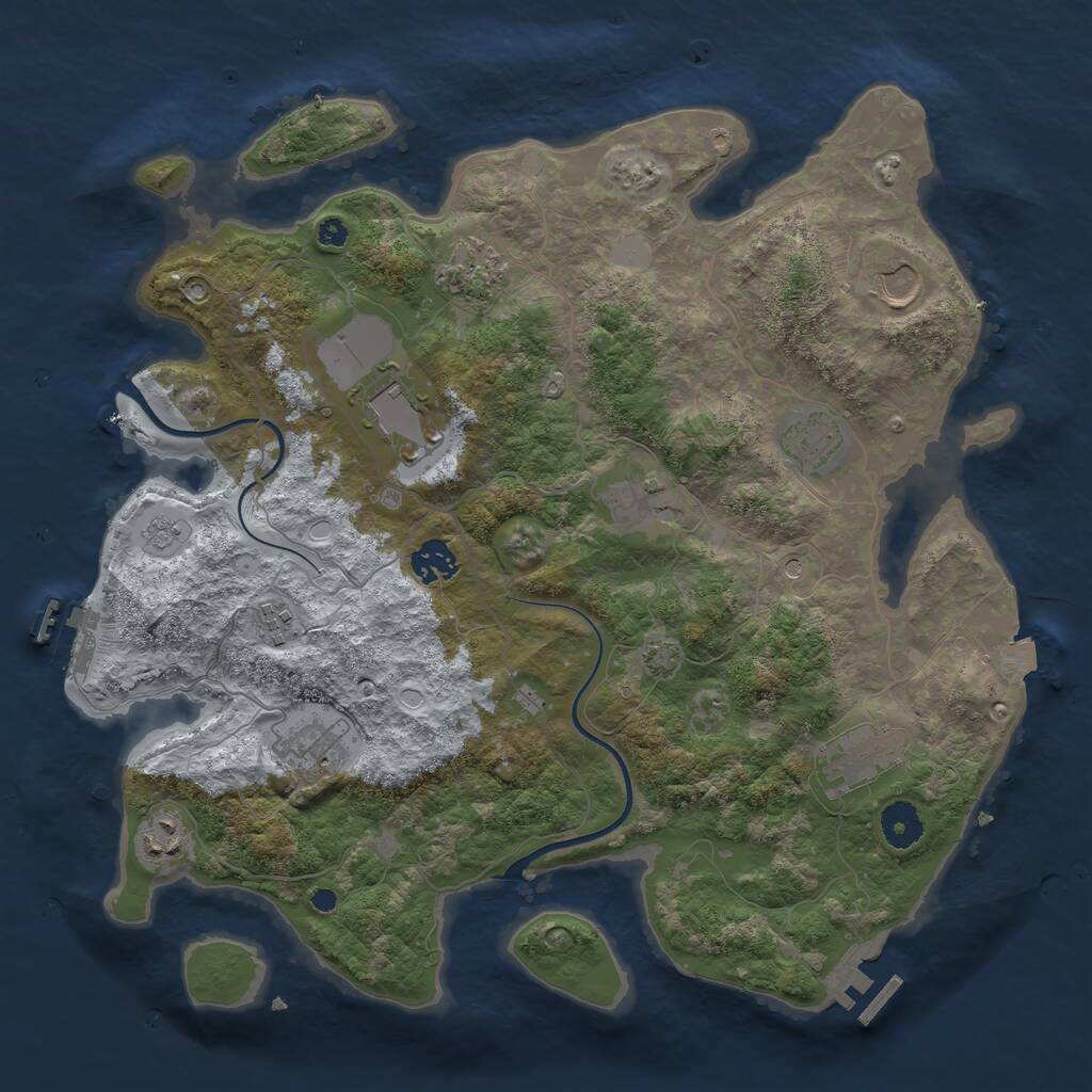 Rust Map: Procedural Map, Size: 3750, Seed: 1544544342, 16 Monuments