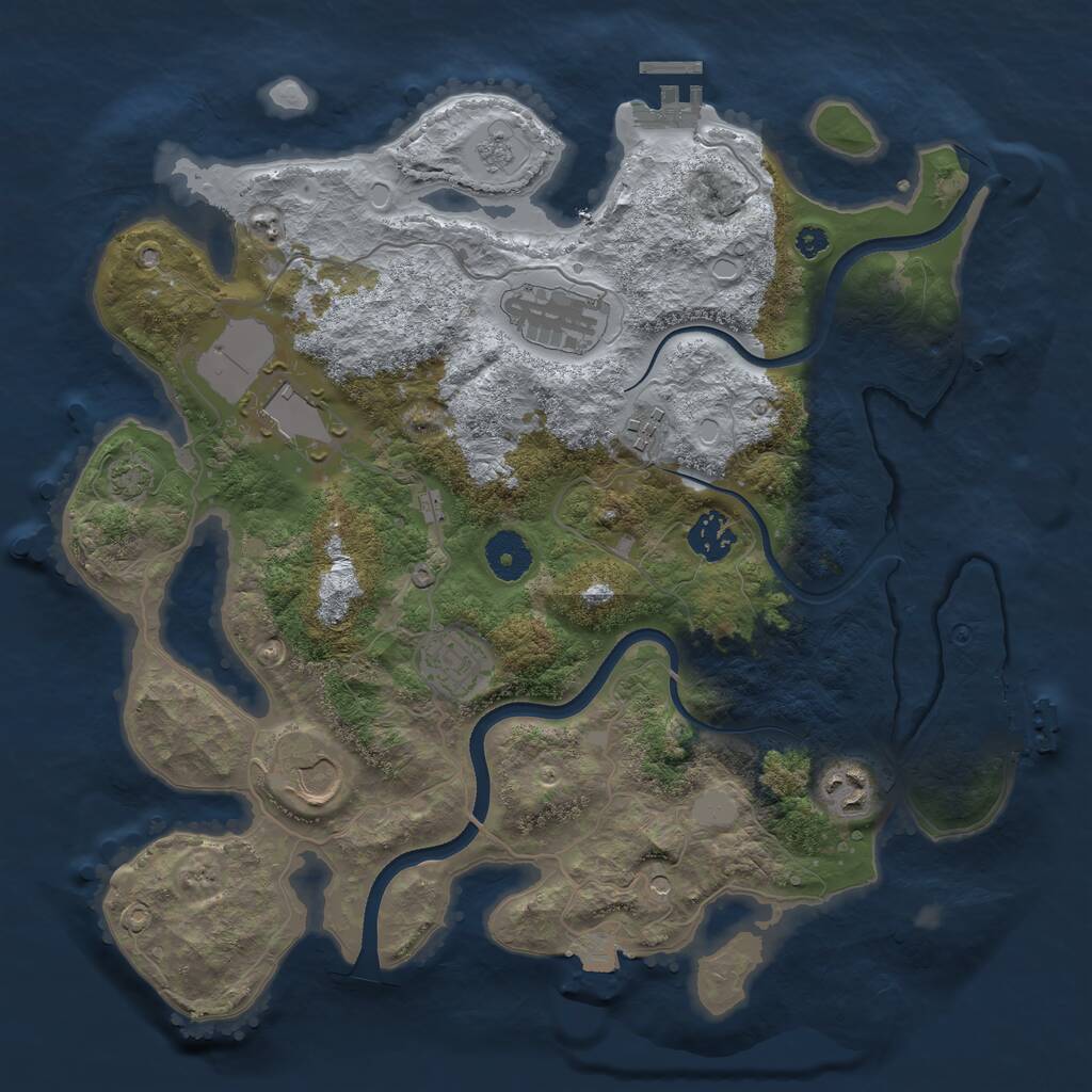 Rust Map: Procedural Map, Size: 3500, Seed: 38950880, 13 Monuments