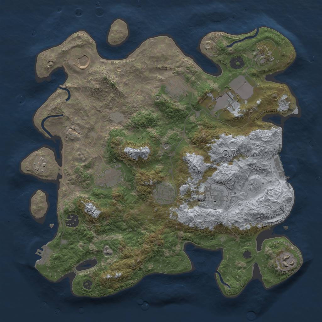Rust Map: Procedural Map, Size: 3500, Seed: 121649698, 19 Monuments