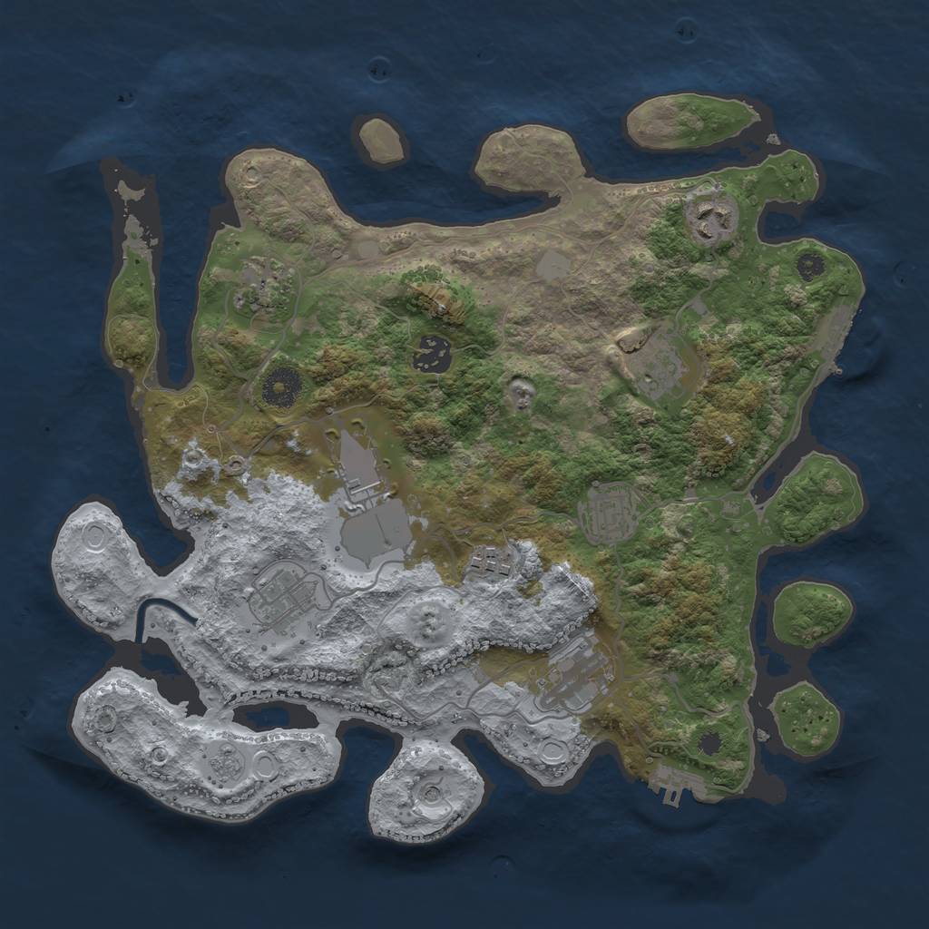 Rust Map: Procedural Map, Size: 3500, Seed: 39750719, 18 Monuments