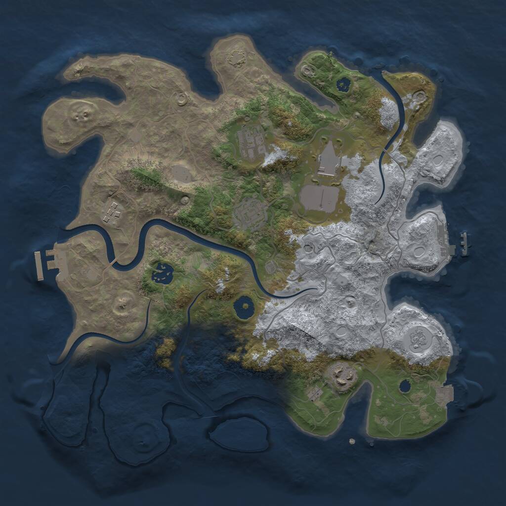 Rust Map: Procedural Map, Size: 3500, Seed: 1065316882, 12 Monuments