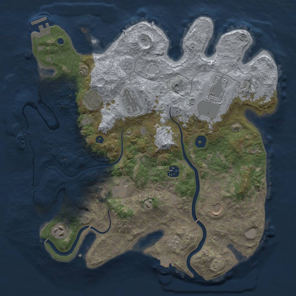 Rust Map: Procedural Map, Size: 3700, Seed: 694324838, 15 Monuments