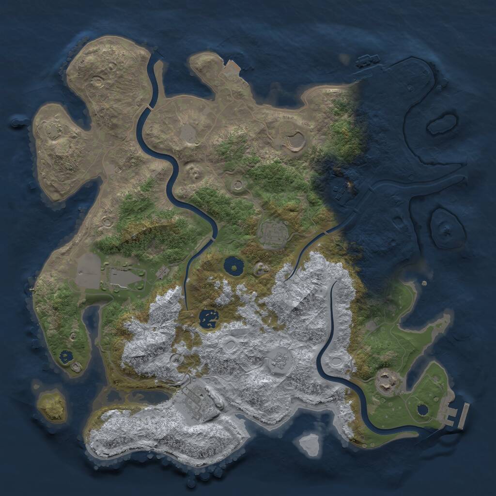 Rust Map: Procedural Map, Size: 3750, Seed: 24847, 13 Monuments
