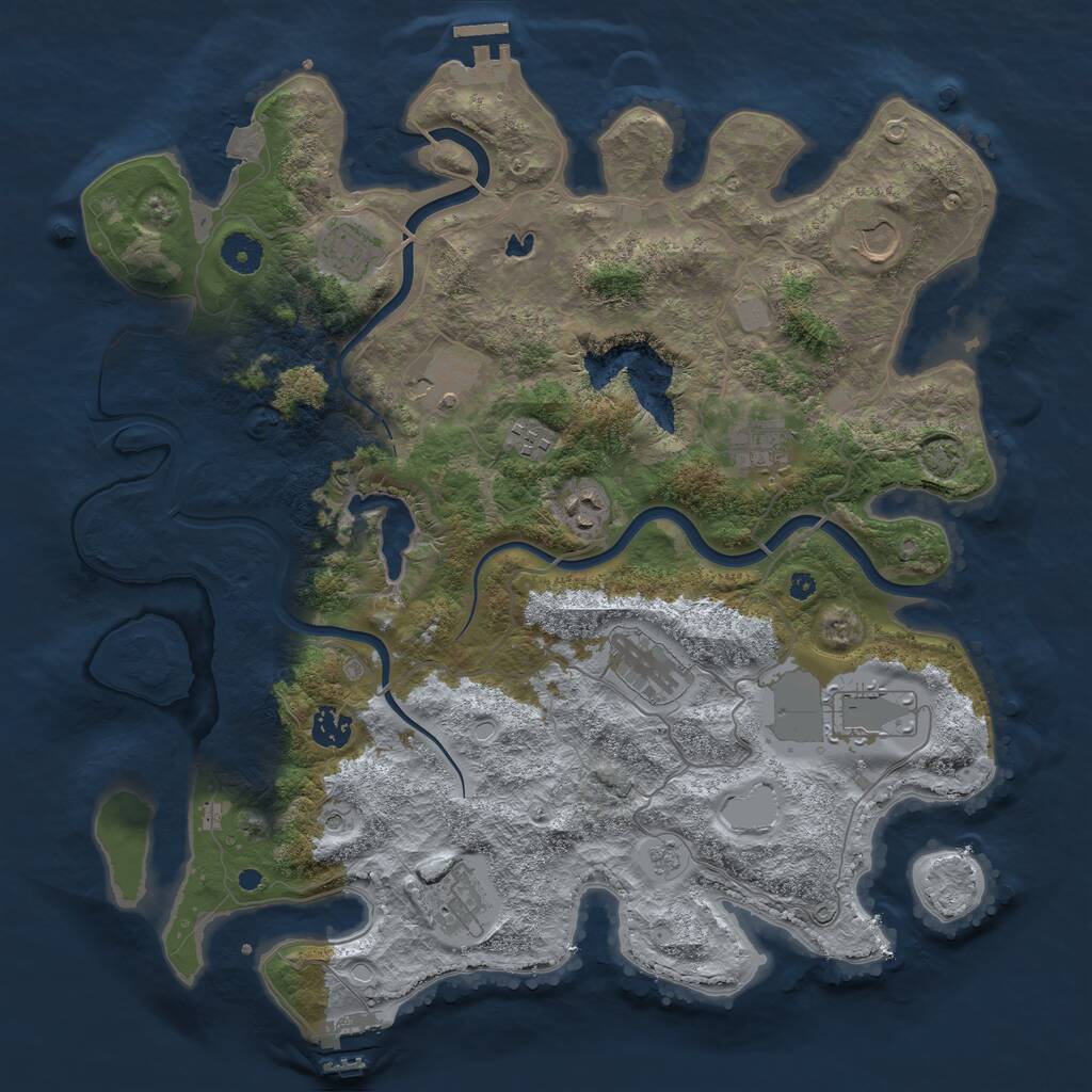 Rust Map: Procedural Map, Size: 4000, Seed: 1918, 16 Monuments