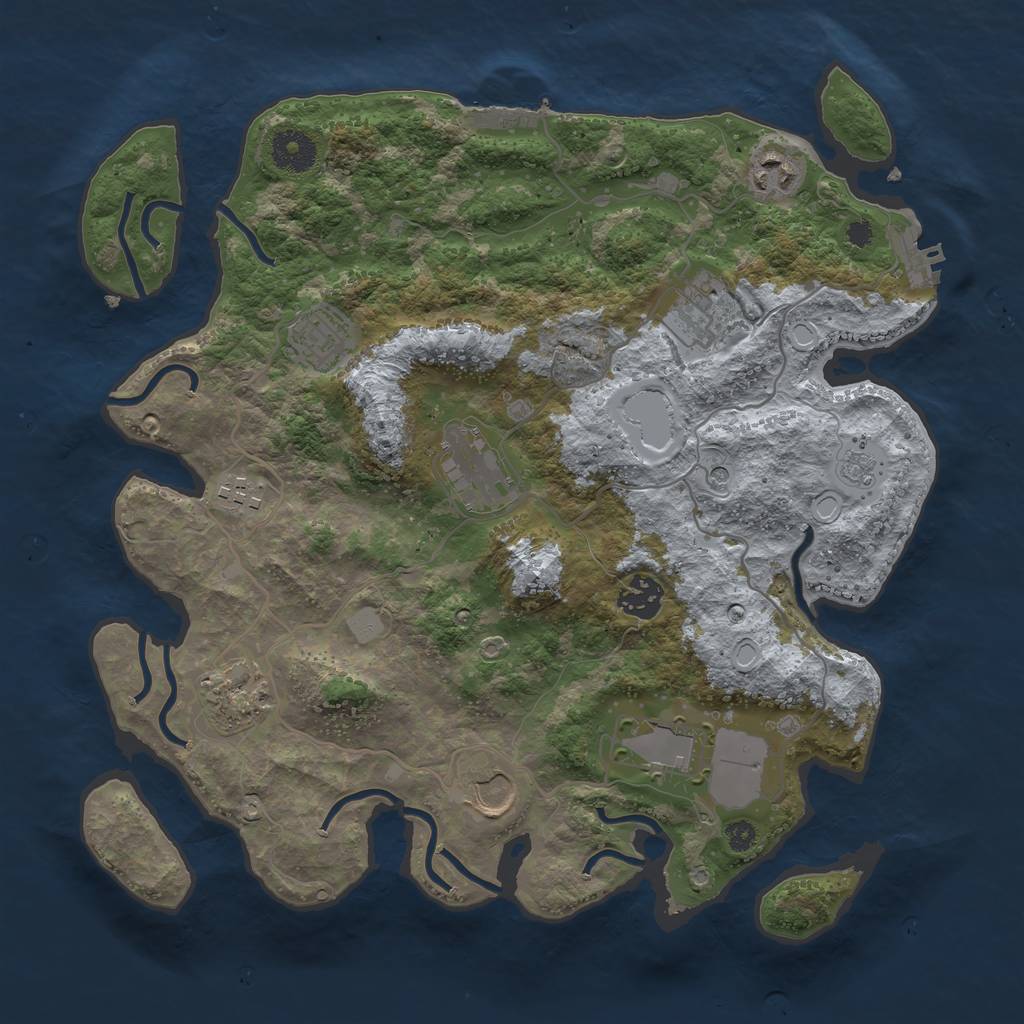 Rust Map: Procedural Map, Size: 3500, Seed: 15071547, 18 Monuments
