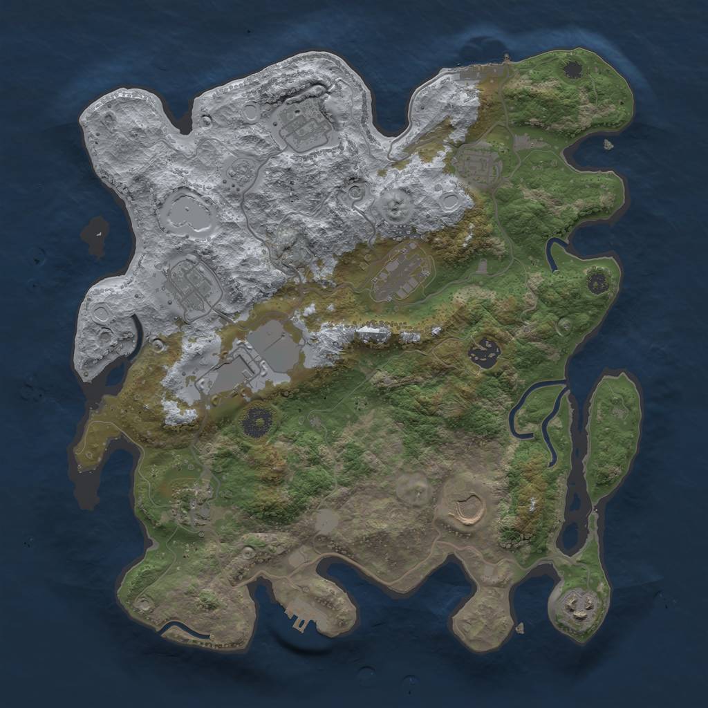 Rust Map: Procedural Map, Size: 3500, Seed: 942628096, 18 Monuments