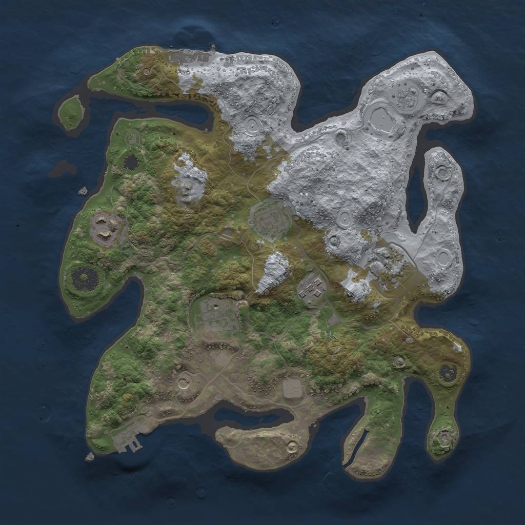Rust Map: Procedural Map, Size: 3000, Seed: 38123260, 14 Monuments