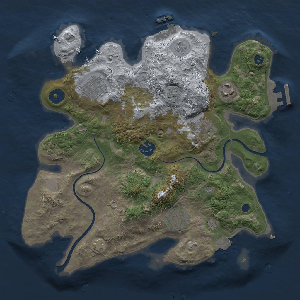 Rust Map: Procedural Map, Size: 3000, Seed: 21285, 12 Monuments
