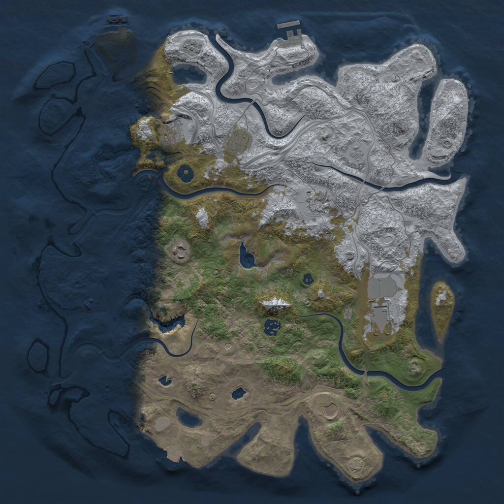 Rust Map: Procedural Map, Size: 4500, Seed: 1290268652, 14 Monuments