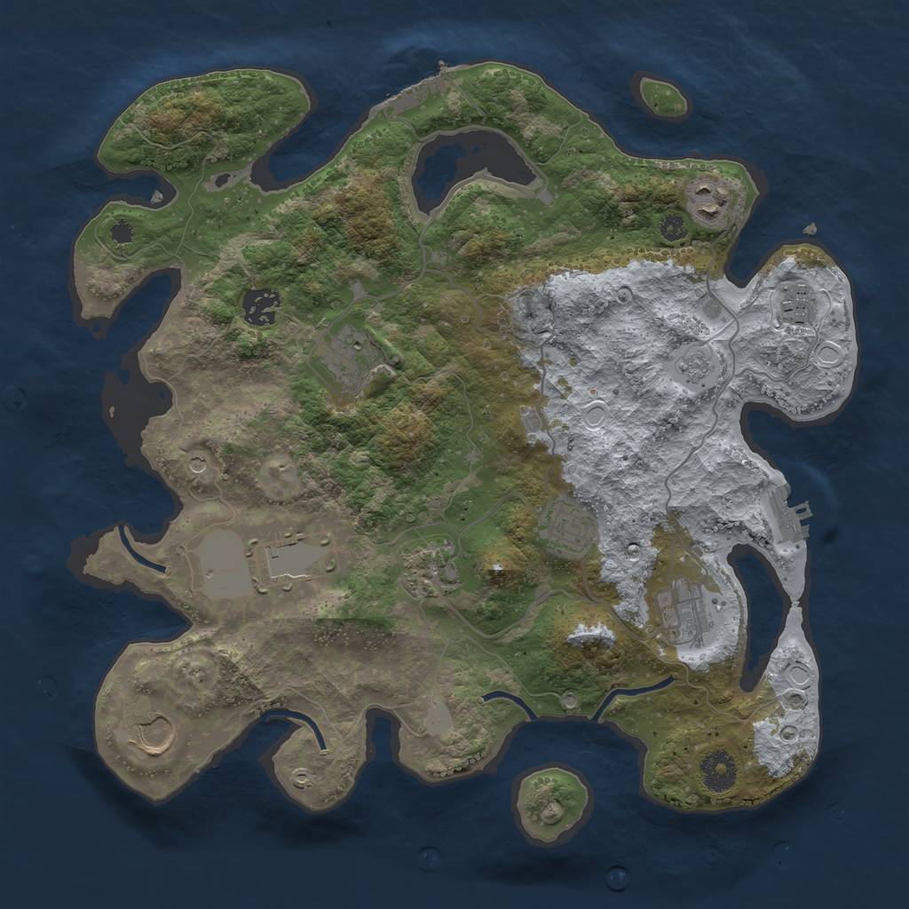 Rust Map: Procedural Map, Size: 3500, Seed: 1721913035, 18 Monuments