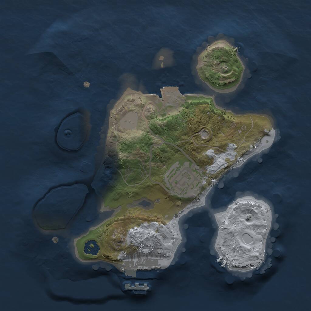 Rust Map: Procedural Map, Size: 2000, Seed: 1972521966, 3 Monuments