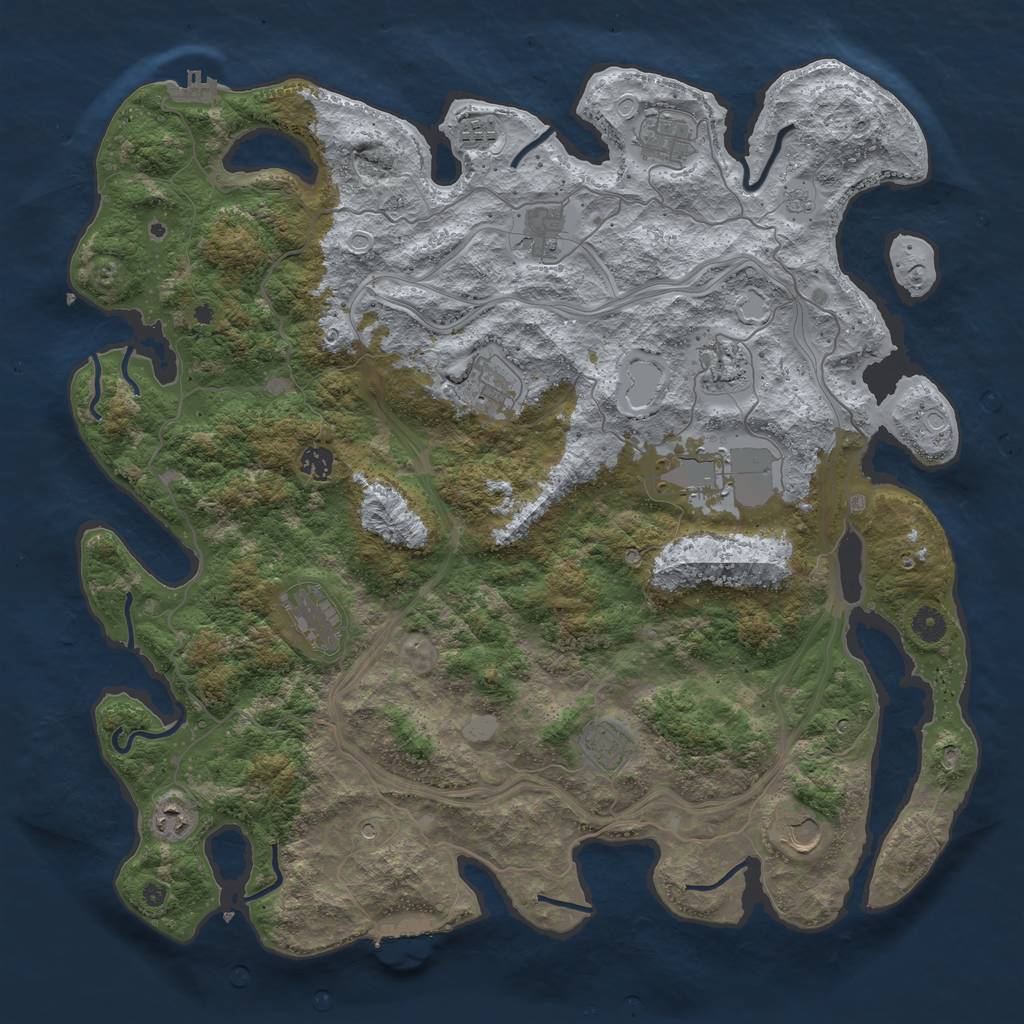 Rust Map: Procedural Map, Size: 4500, Seed: 2090224714, 20 Monuments