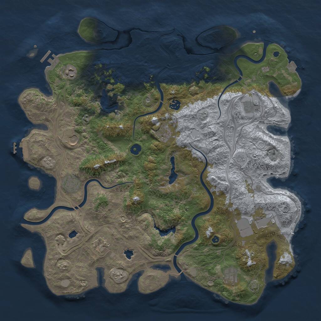 Rust Map: Procedural Map, Size: 4500, Seed: 16825, 16 Monuments