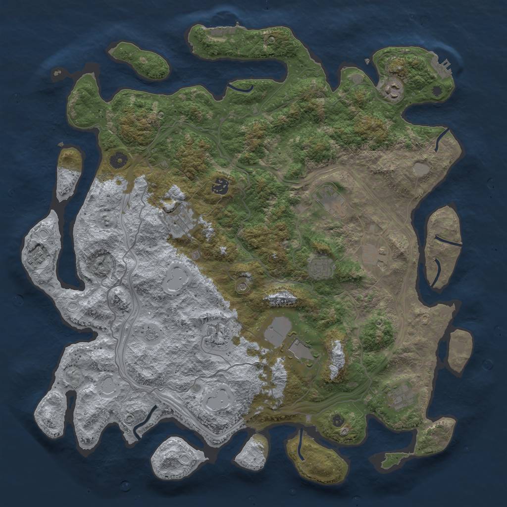 Rust Map: Procedural Map, Size: 4500, Seed: 22884, 19 Monuments