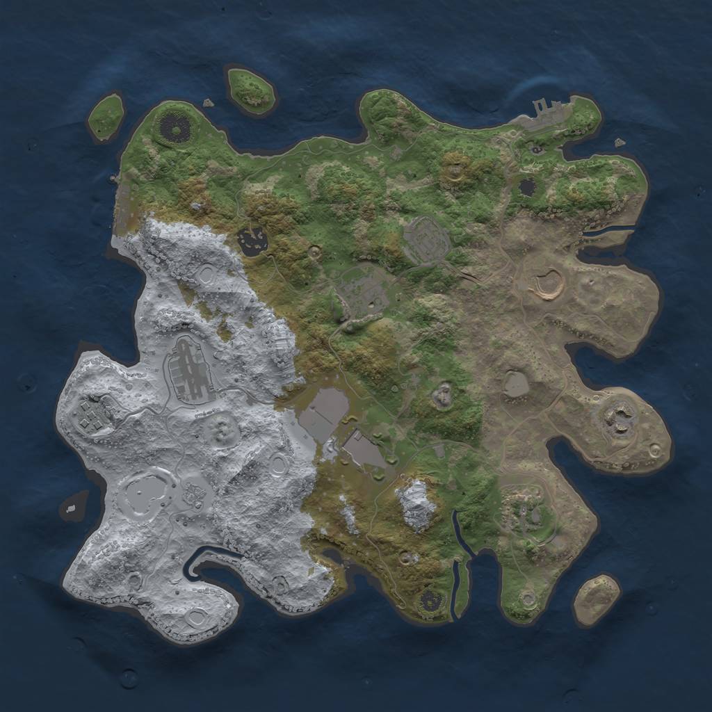 Rust Map: Procedural Map, Size: 3500, Seed: 12354321, 17 Monuments