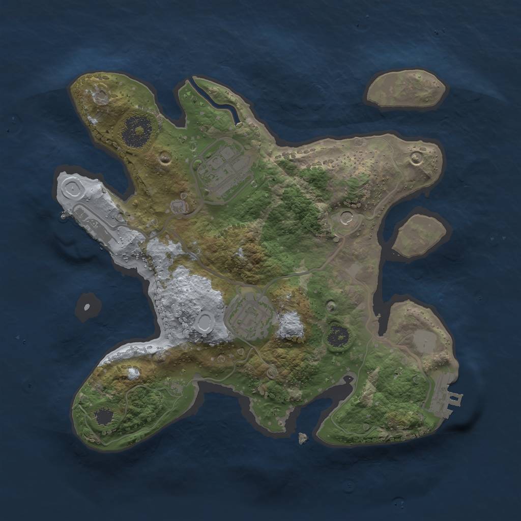 Rust Map: Procedural Map, Size: 2505, Seed: 1095621446, 10 Monuments