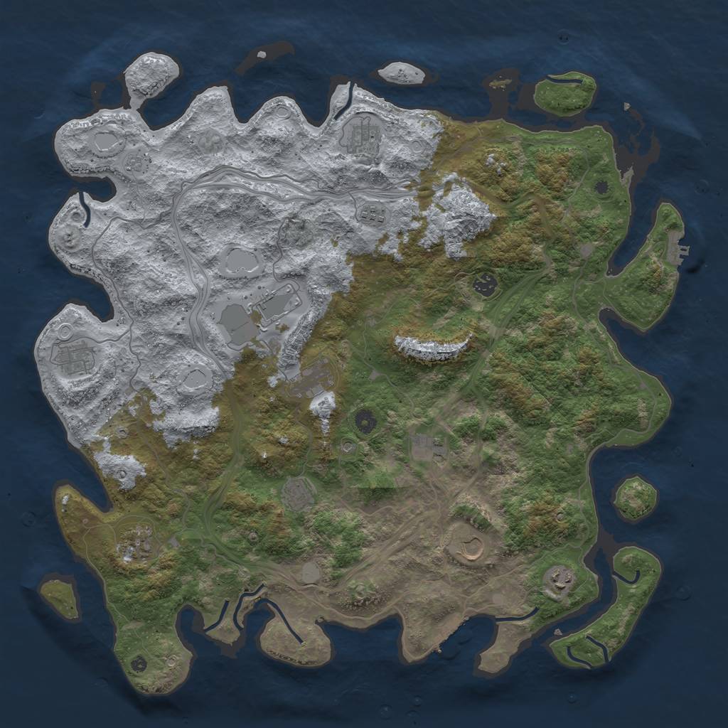 Rust Map: Procedural Map, Size: 4800, Seed: 943837876, 20 Monuments