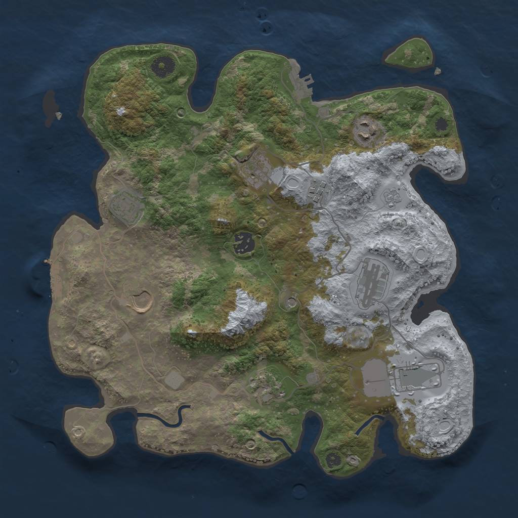 Rust Map: Procedural Map, Size: 3500, Seed: 1705862216, 18 Monuments