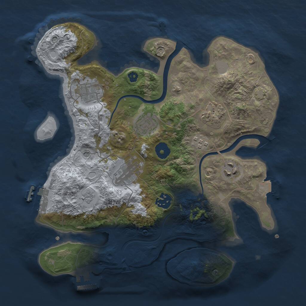 Rust Map: Procedural Map, Size: 3000, Seed: 2751, 13 Monuments