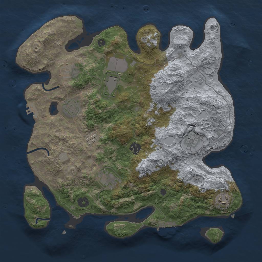 Rust Map: Procedural Map, Size: 3500, Seed: 4563321, 17 Monuments