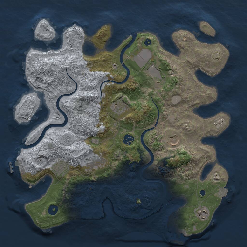 Rust Map: Procedural Map, Size: 3550, Seed: 233541528, 14 Monuments