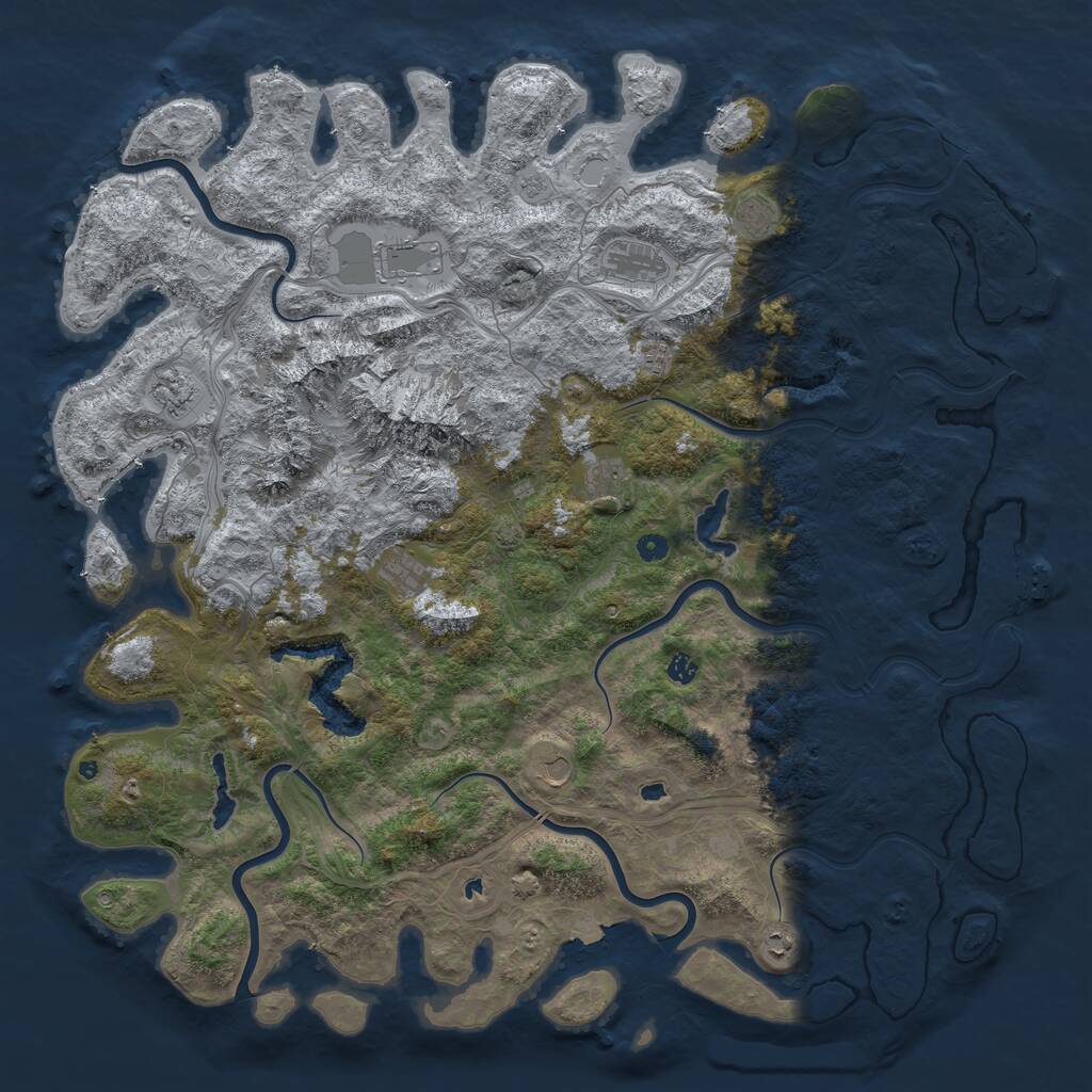 Rust Map: Procedural Map, Size: 5550, Seed: 77700069, 16 Monuments