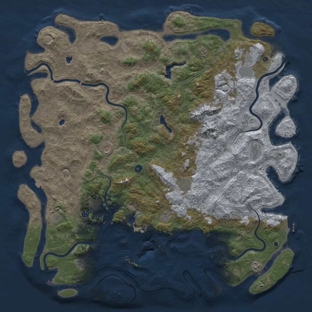 Rust Map: Procedural Map, Size: 6000, Seed: 63856116, 16 Monuments