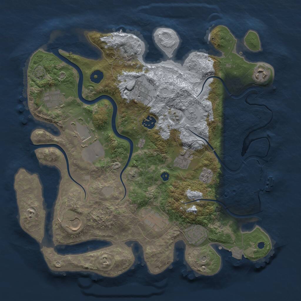 Rust Map: Procedural Map, Size: 3500, Seed: 1376076632, 15 Monuments