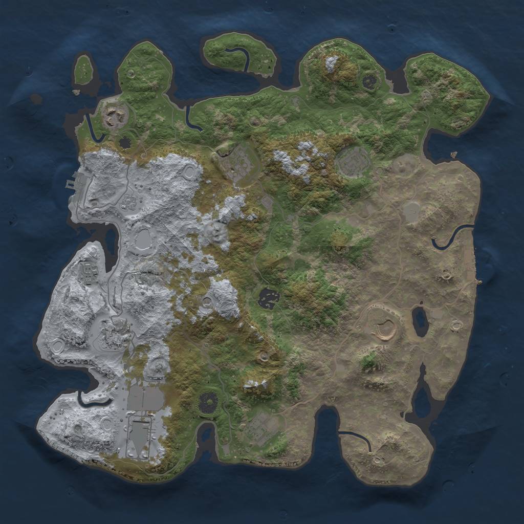 Rust Map: Procedural Map, Size: 3750, Seed: 1056245222, 18 Monuments