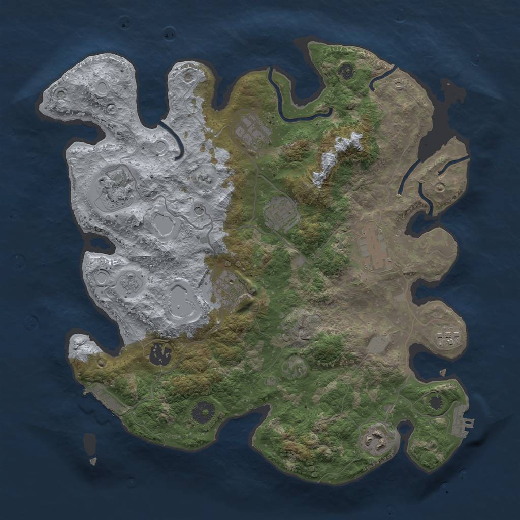 Rust Map: Procedural Map, Size: 3456, Seed: 32652131, 17 Monuments