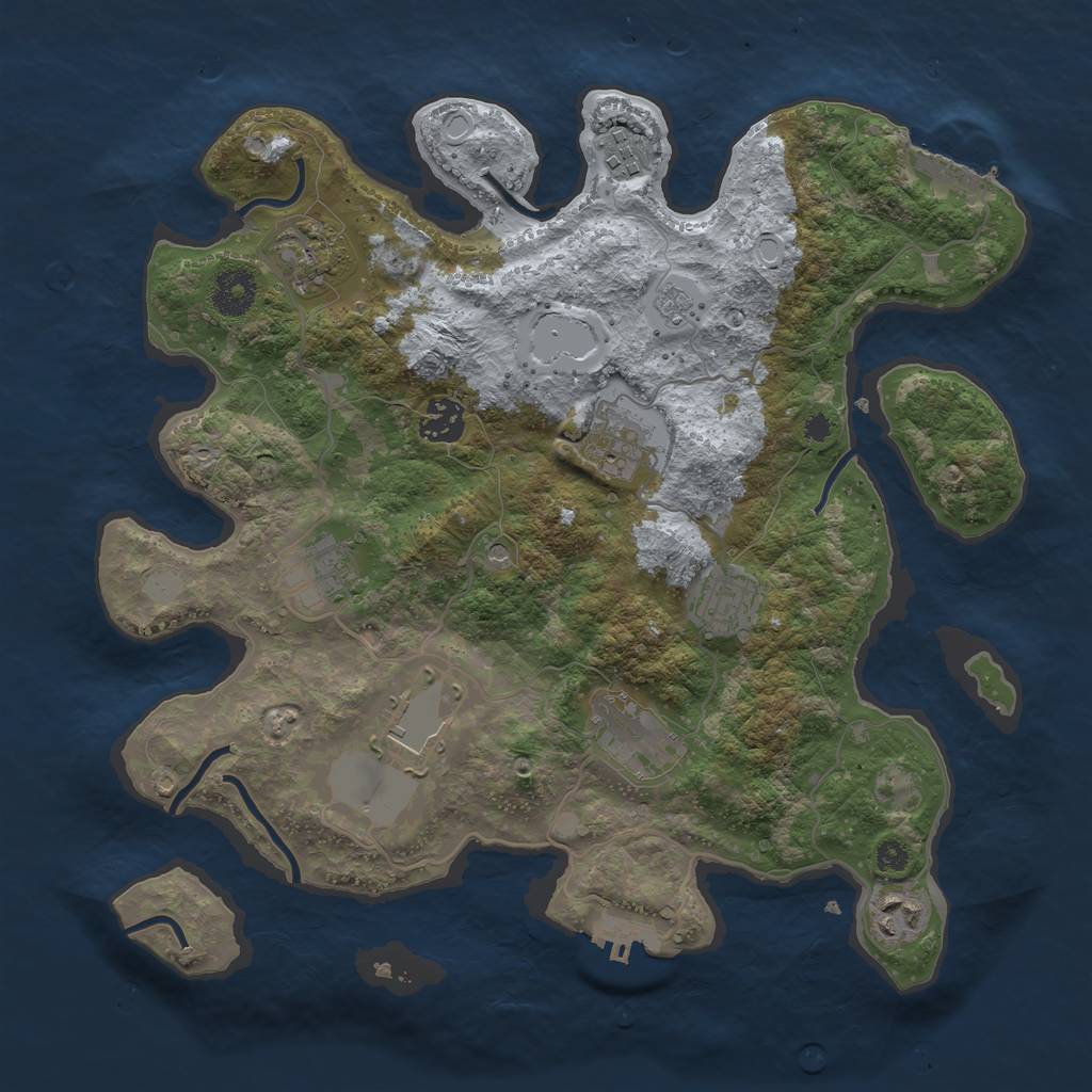 Rust Map: Procedural Map, Size: 3500, Seed: 1682389772, 18 Monuments