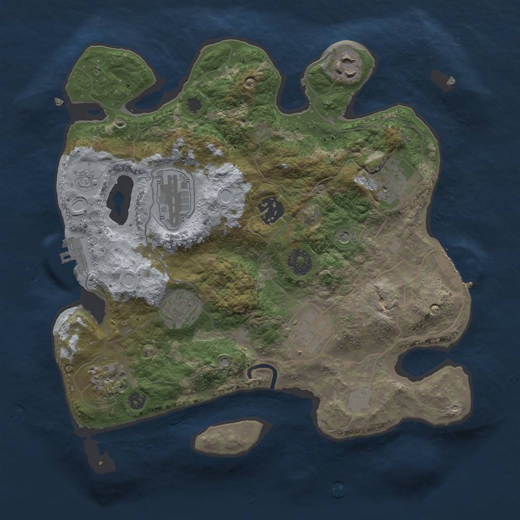 Rust Map: Procedural Map, Size: 3000, Seed: 1034907593, 16 Monuments
