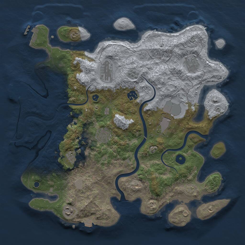 Rust Map: Procedural Map, Size: 3750, Seed: 604924413, 14 Monuments