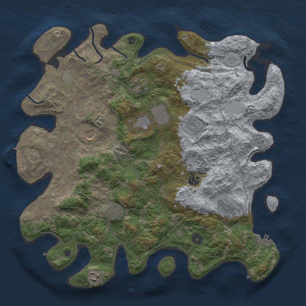 Rust Map: Procedural Map, Size: 4100, Seed: 1200836410, 18 Monuments