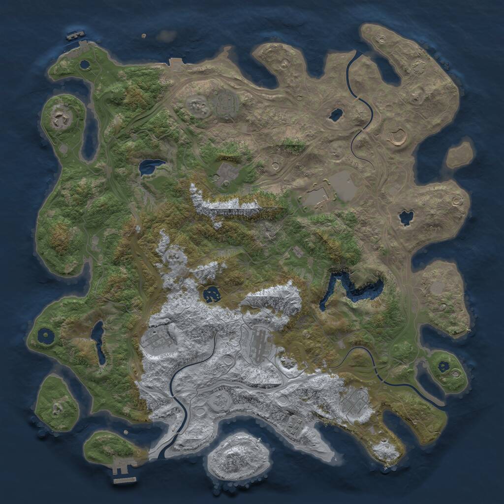 Rust Map: Procedural Map, Size: 4500, Seed: 58523489, 16 Monuments