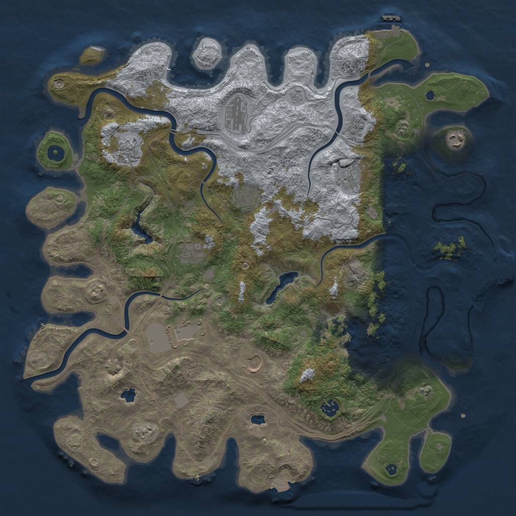Rust Map: Procedural Map, Size: 4600, Seed: 464787077, 16 Monuments