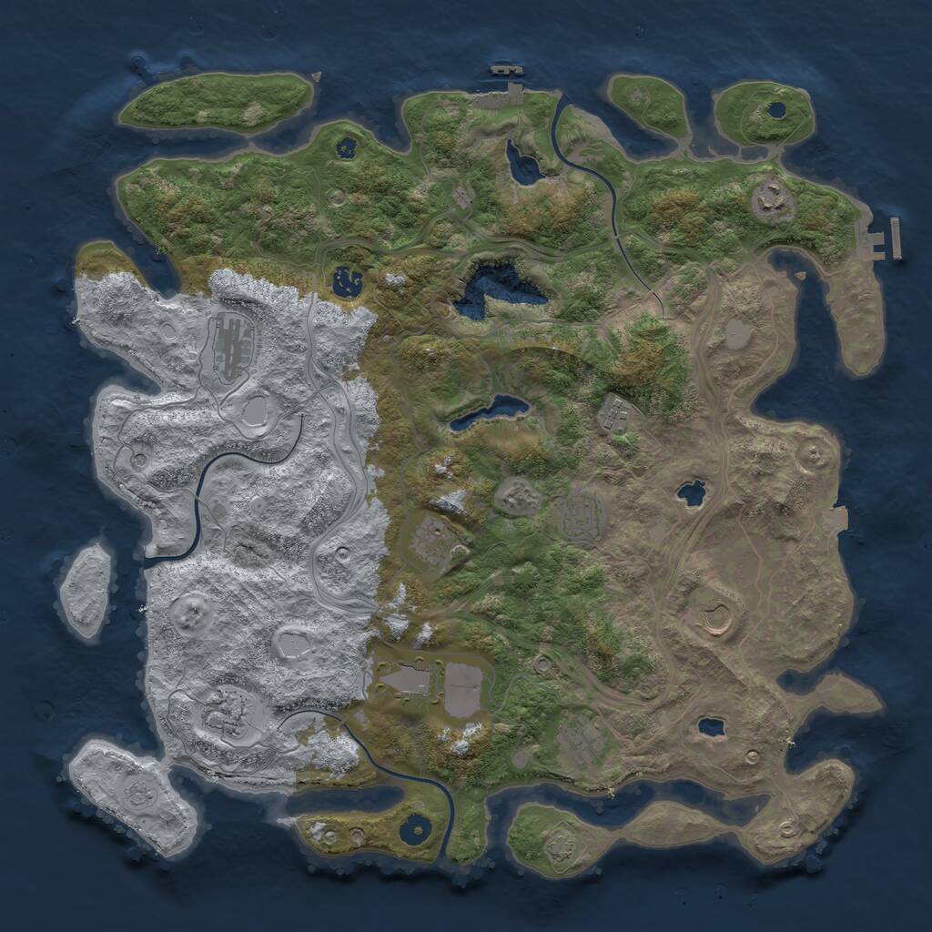 Rust Map: Procedural Map, Size: 4500, Seed: 33597, 16 Monuments