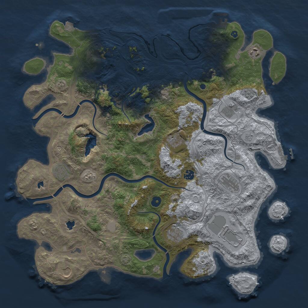 Rust Map: Procedural Map, Size: 4500, Seed: 2001313184, 16 Monuments