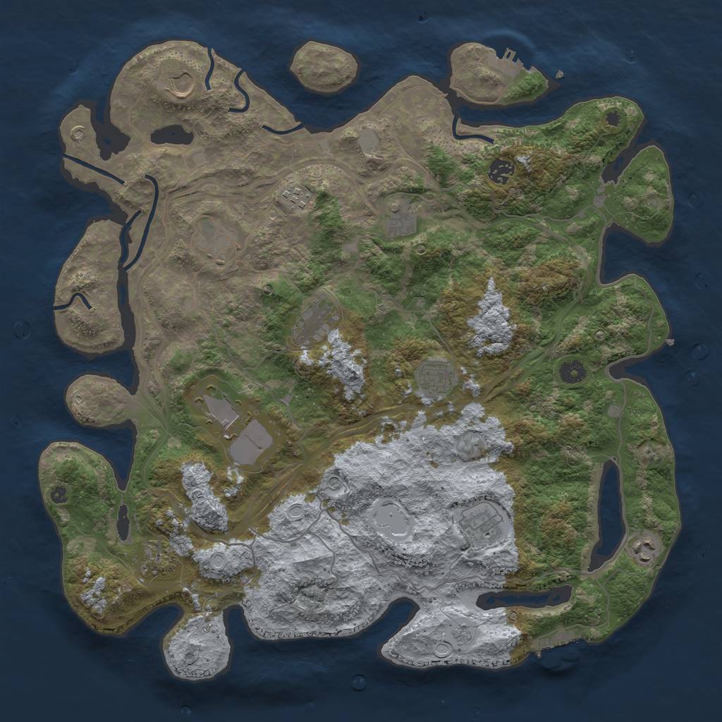 Rust Map: Procedural Map, Size: 4300, Seed: 1197981721, 20 Monuments