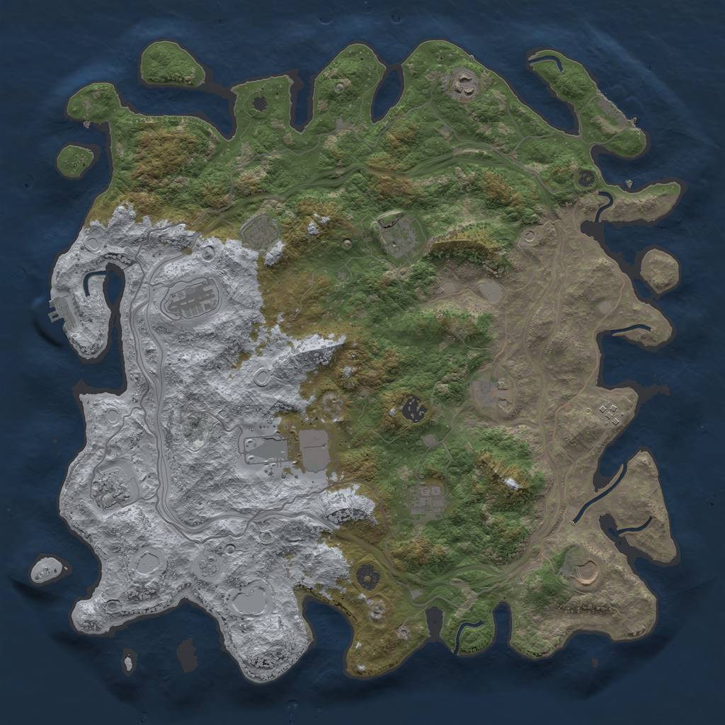 Rust Map: Procedural Map, Size: 4500, Seed: 353829295, 20 Monuments