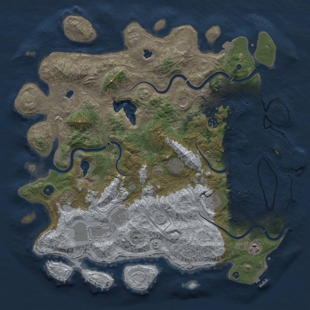 Rust Map: Procedural Map, Size: 4500, Seed: 401171486, 15 Monuments