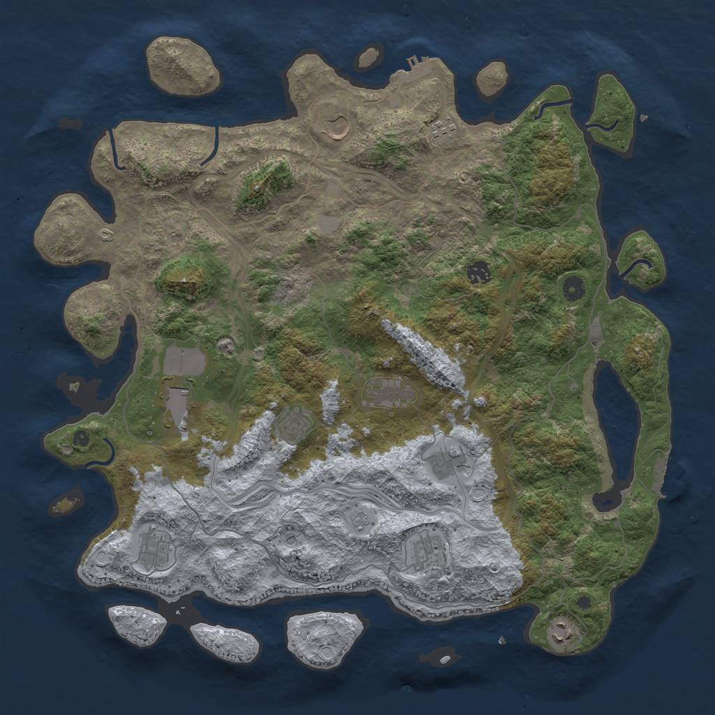 Rust Map: Procedural Map, Size: 4500, Seed: 401171486, 19 Monuments
