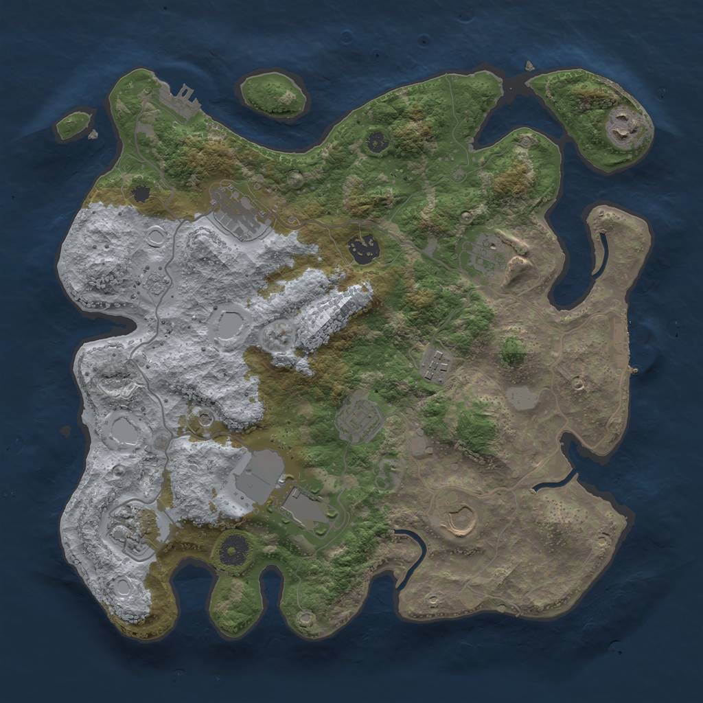 Rust Map: Procedural Map, Size: 3500, Seed: 963919142, 18 Monuments