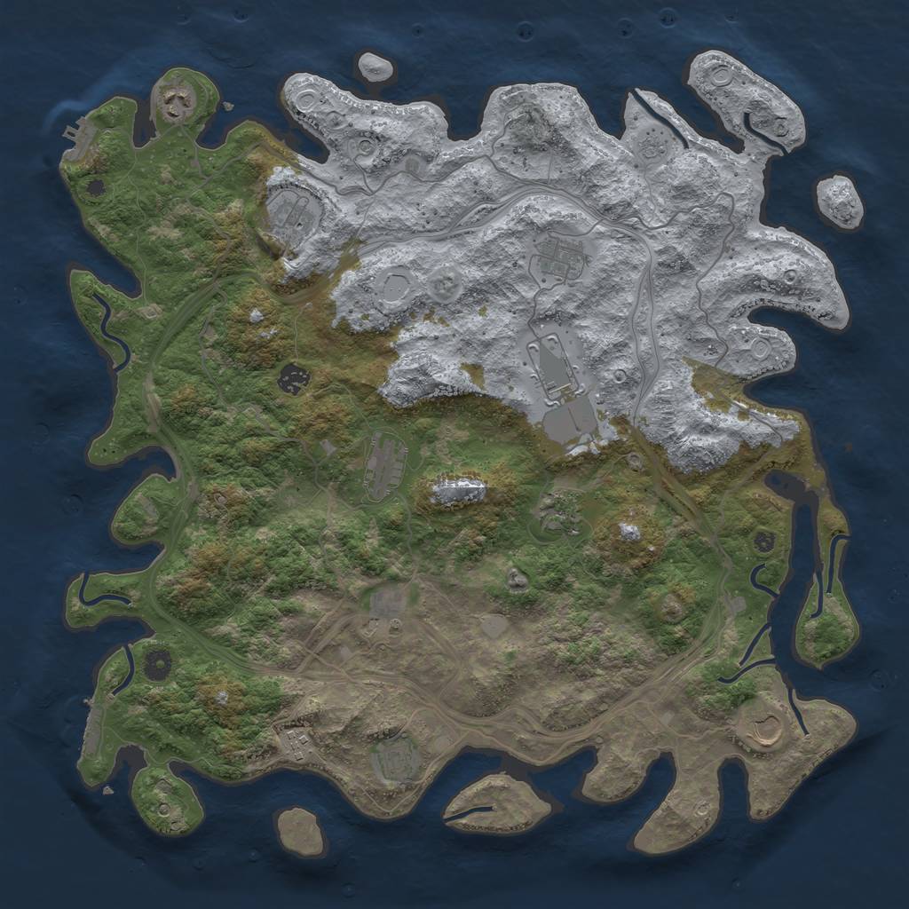 Rust Map: Procedural Map, Size: 4500, Seed: 1926668725, 20 Monuments